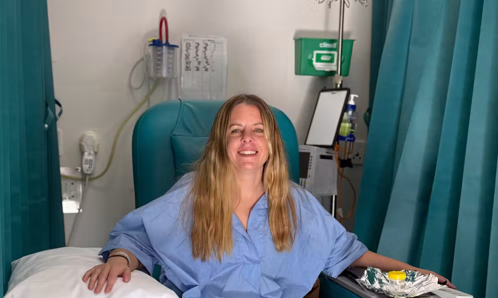 Lauren at the Ward 5 West Day Medical Centre, receiving her new treatment